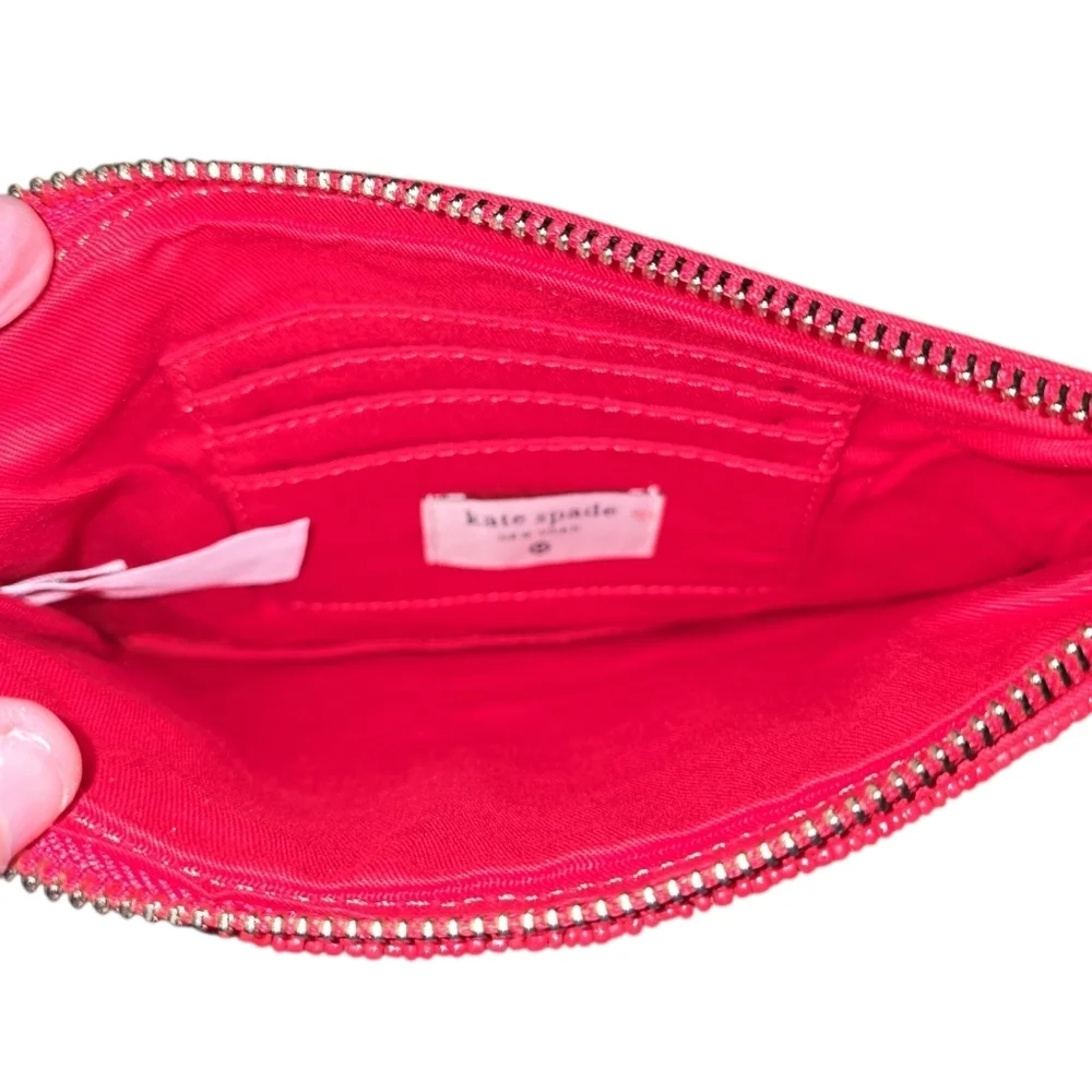 Kate Spade Vibrant Red Beaded Going To Target Zip Pouch, NWT!!!